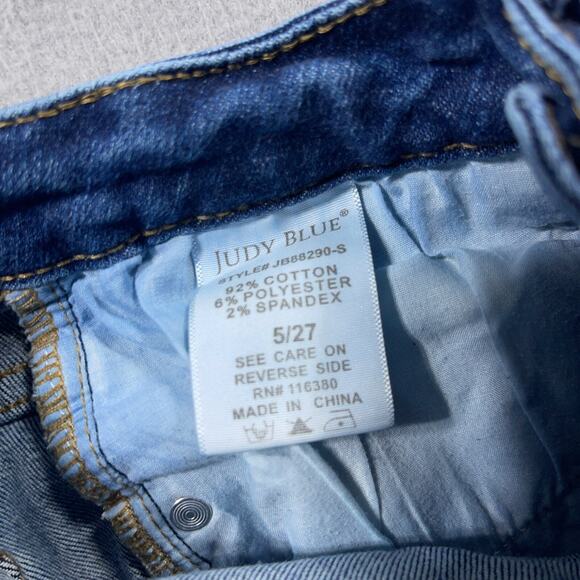 Judy‎ Blue Cut Off Denim Shorts Women 27/4 The High Rise Stretch 1" Inseam - Picture 10 of 11